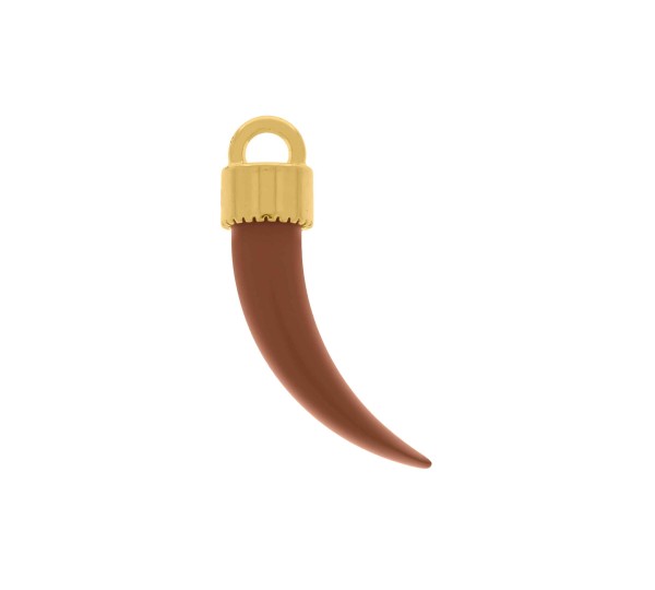 Pingente Dente de Sabre Ouro com Marrom 42mm