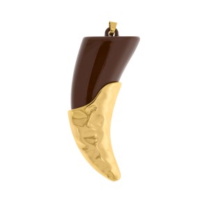 Pingente Dente de Sabre Ouro com Marrom 67mm