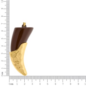 Pingente Dente de Sabre Ouro com Marrom 67mm