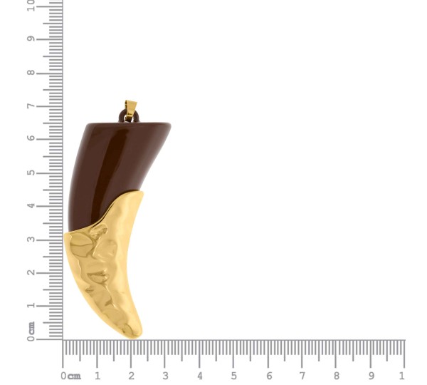Pingente Dente de Sabre Ouro com Marrom 67mm
