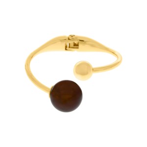 Bracelete Dourado Esferas com Café Translúcido 65mm