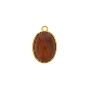 Pingente Ouro com Pedra Marrom 23mm