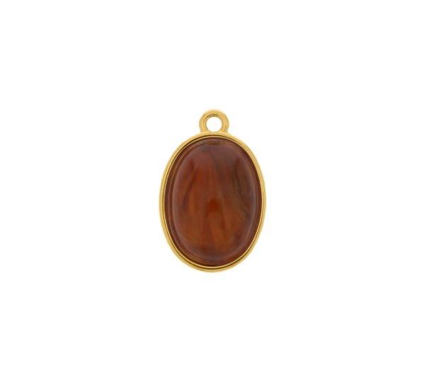 Pingente Ouro com Pedra Marrom 23mm