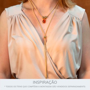 Pingente Ouro com Pedra Marrom 23mm