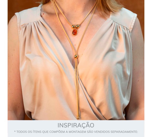Pingente Ouro com Pedra Marrom 23mm