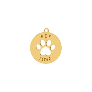 Pingente Pet Love Ouro 25mm