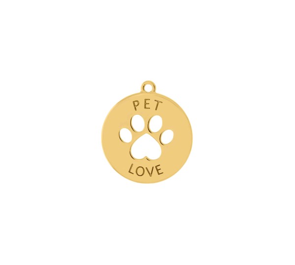 Pingente Pet Love Ouro 25mm