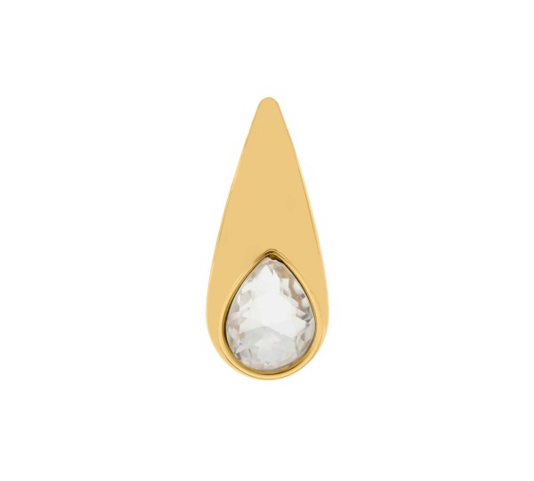 Brinco Dourado com Gota de Cristal 32mm