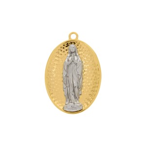 Pingente Nossa Senhora de Lourdes Ouro com Níquel 44mm