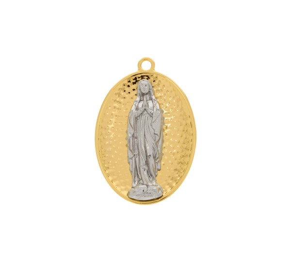 Pingente Nossa Senhora de Lourdes Ouro com Níquel 44mm