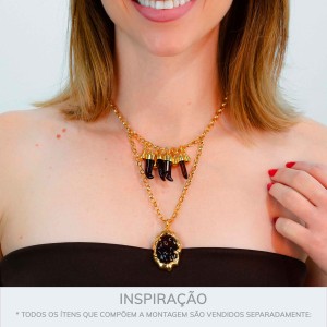 Pingente Orgânico Ouro com Café Translúcido 44mm