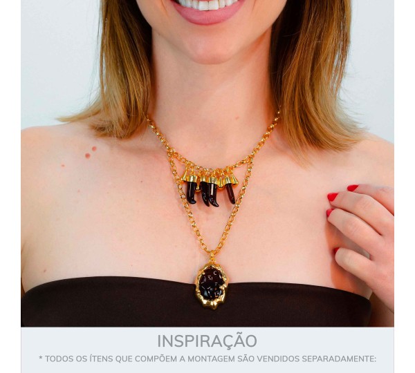 Pingente Orgânico Ouro com Café Translúcido 44mm