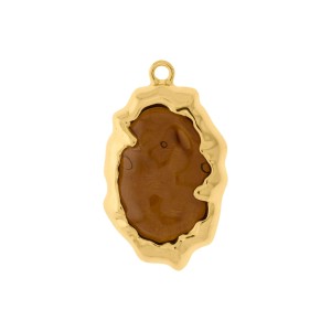 Pingente Orgânico Ouro com Café Translúcido 44mm