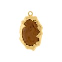 Pingente Orgânico Ouro com Café Translúcido 44mm