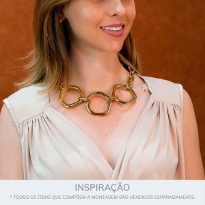 Argola Redonda Orgânica Ouro 50mm