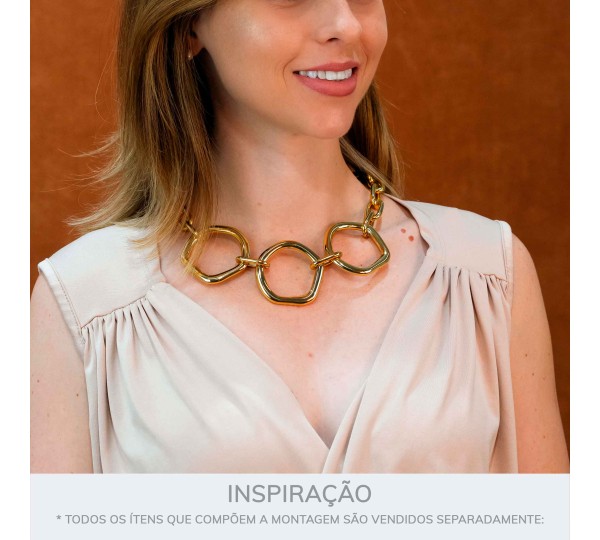 Argola Redonda Orgânica Ouro 50mm