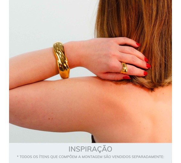 Maxi Bracelete Orgânico Dourado 77mm