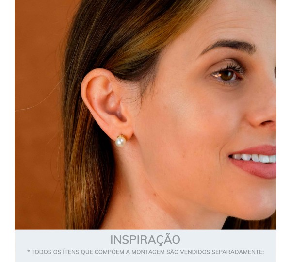 Brinco Ouro com Pérola 8mm