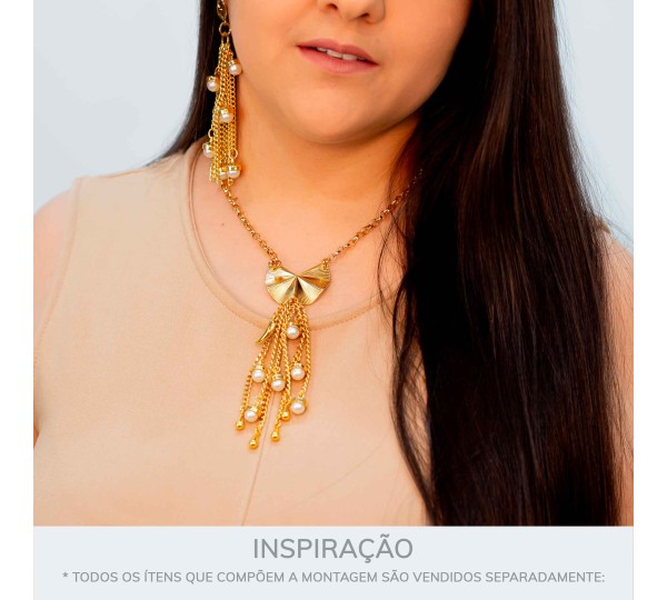 Pingente Leque Ondulado Ouro 29mm