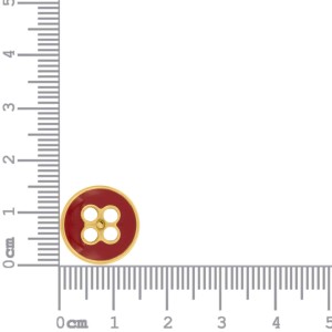 Botão de Costura Dourado com Vermelho 15mm