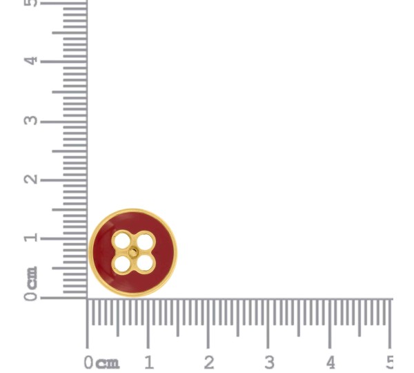 Botão de Costura Dourado com Vermelho 15mm
