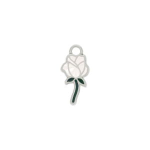 Pingente Rosa Níquel com Branco 20mm