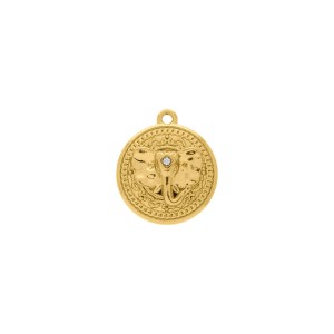 Medalha Elefante Ouro com Strass 20mm