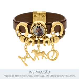 Passador Ferradura Ouro com Strass 18mm