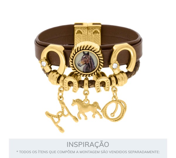 Passador Ferradura Ouro com Strass 18mm