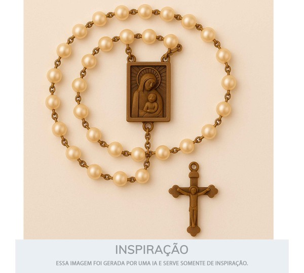 Entremeio Terço Sagrado Coração de Jesus Ouro Velho 22mm