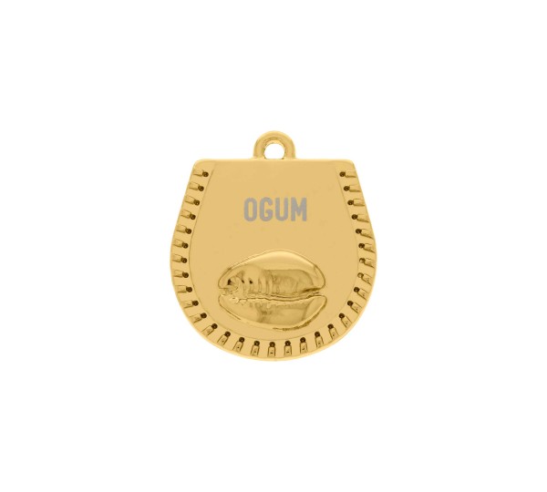 Pingente Ogum com Búzios Ouro 25mm