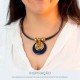 Pingente Orgânico Ouro com Azul 50mm