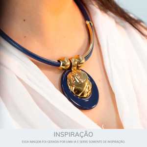 Pingente Orgânico Ouro com Azul 50mm