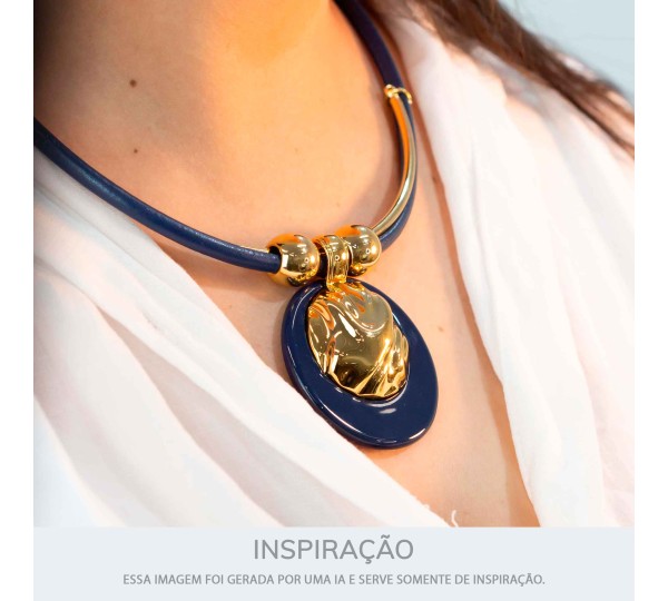 Pingente Orgânico Ouro com Azul 50mm