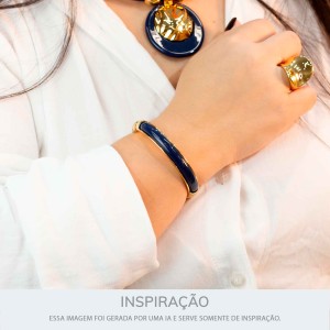 Bracelete Dourado com Azul Marinho 68mm