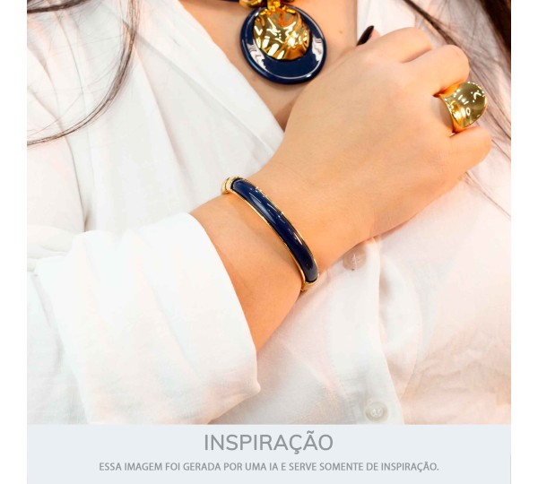 Bracelete Dourado com Azul Marinho 68mm