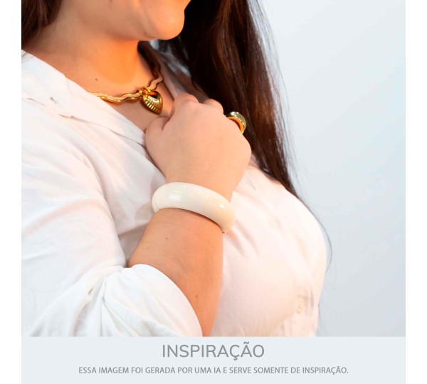Maxi Bracelete Acrílico Off White 78mm