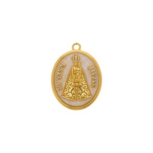 Pingente Nossa Senhora de Nazaré Ouro com Perolizado 36mm