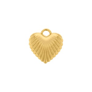 Pingente Coração Gomos Ouro 27mm