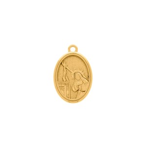 Pingente Medalha Santa Rita de Cassia Ouro 24mm