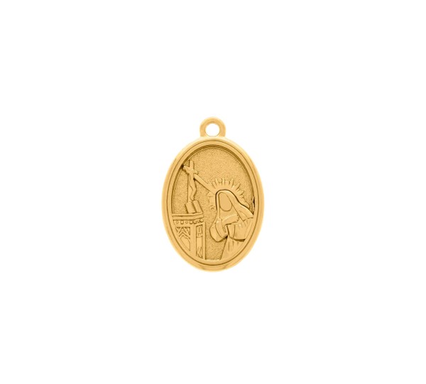 Pingente Medalha Santa Rita de Cassia Ouro 24mm