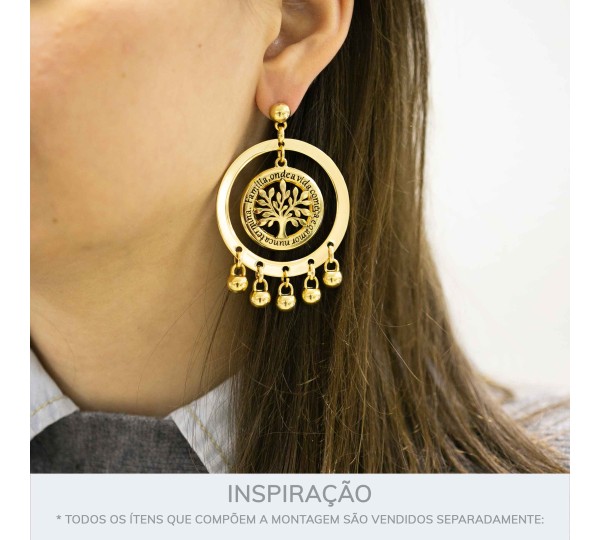 Pingente Redondo Vazado Ouro 45mm