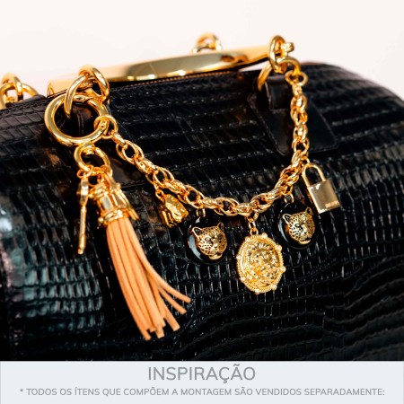Medalha de Onça Dourado com Preto Onça Ouro 25mm