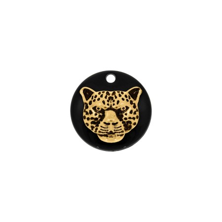 Medalha de Onça Dourado com Preto Onça Ouro 25mm
