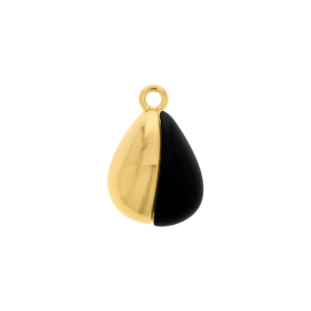 Pingente Gota Ouro com Preto 24mm