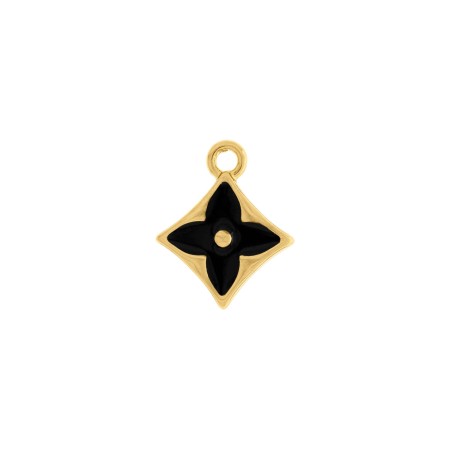Pingente Flor Estrelar Dourado com Preto 21mm