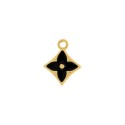 Pingente Flor Estrelar Dourado com Preto 21mm