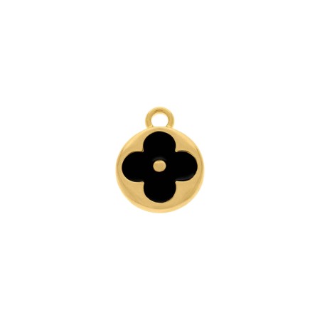 Pingente Flor Dourado com Preto 19mm