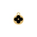 Pingente Flor Dourado com Preto 19mm