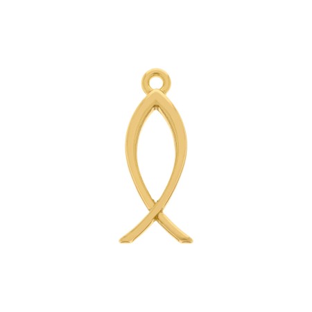 Pingente Peixe Cristão Ouro 30mm